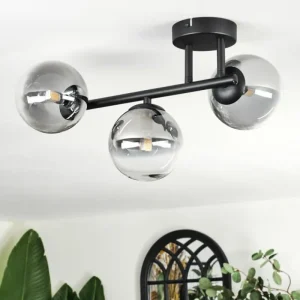 hofstein Chehalis Plafonnier, Boule lumineuse Clair, Fumé, 3 lumières* Lampes Modernes