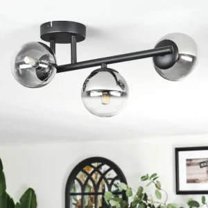hofstein Chehalis Plafonnier, Boule lumineuse Clair, Fumé, 3 lumières* Lampes Modernes
