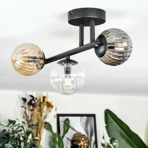 hofstein Chehalis Plafonnier, Boule lumineuse Ambre, Clair, Fumé, 3 lumières* Lampes Modernes