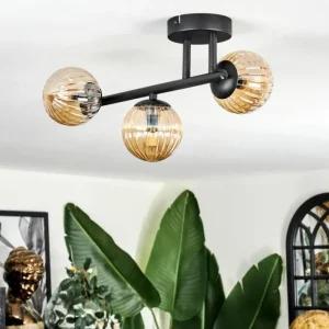 hofstein Chehalis Plafonnier, Boule lumineuse Ambre, 3 lumières* Lampes Modernes