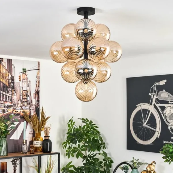 hofstein Chehalis Plafonnier, Boule lumineuse 39 cm LED Ambre, 13 lumières* Lampes Modernes