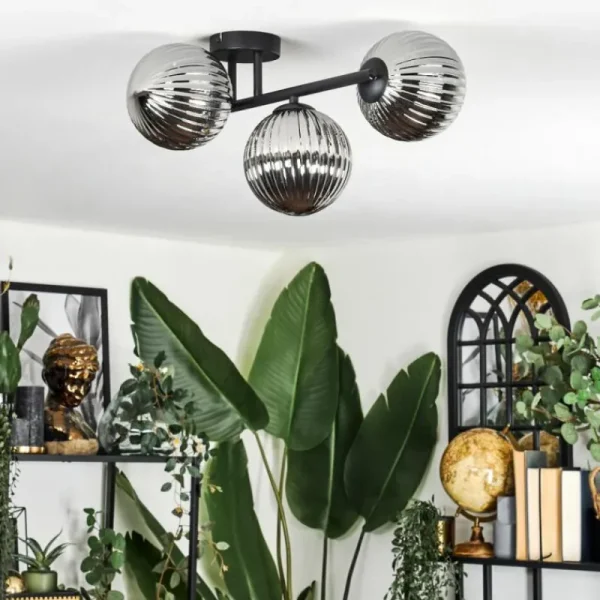 hofstein Chehalis Plafonnier, Boule lumineuse Fumé, 3 lumières* Lampes Modernes