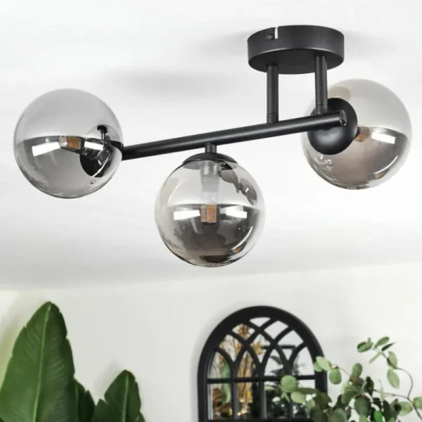hofstein Chehalis Plafonnier, Boule lumineuse Fumé, 3 lumières* Lampes Modernes