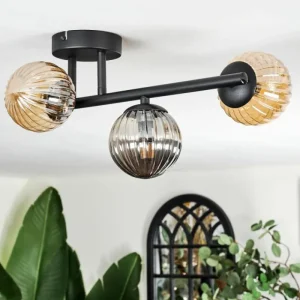 hofstein Chehalis Plafonnier, Boule lumineuse Ambre, Fumé, 3 lumières* Lampes Modernes