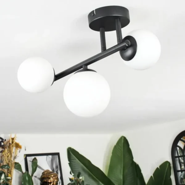 hofstein Chehalis Plafonnier, Boule lumineuse Blanc, 3 lumières* Lampes En Verre