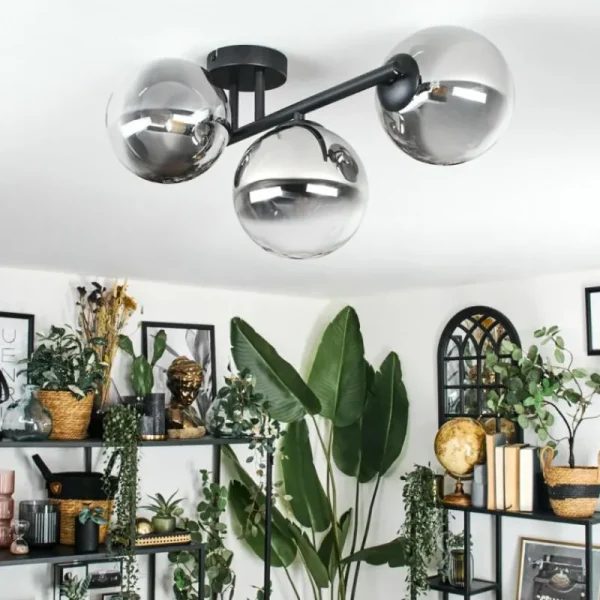 hofstein Chehalis Plafonnier, Boule lumineuse Clair, Fumé, 3 lumières* Lampes Modernes