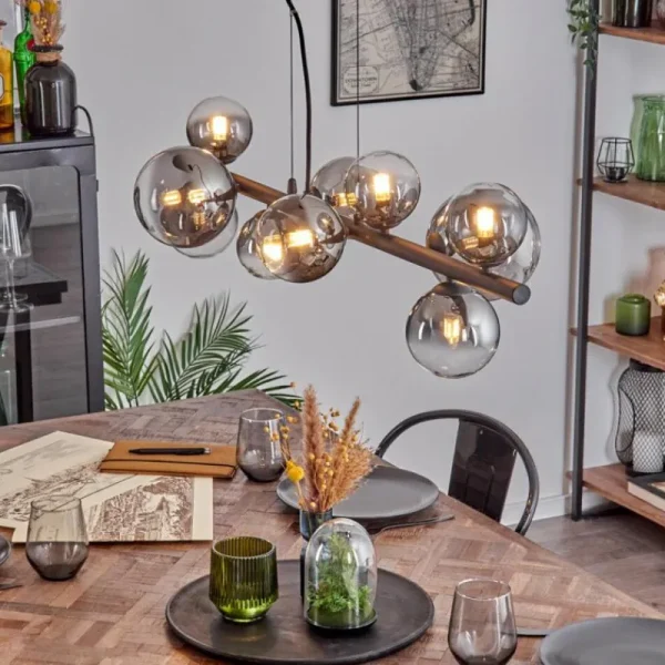 hofstein Chehalis Suspension, Boule lumineuse, Suspension Clair, Fumé, 10 lumières* Lampes Modernes