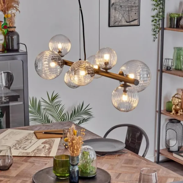 hofstein Chehalis Suspension, Boule lumineuse, Suspension Clair, 8 lumières* Lampes Modernes