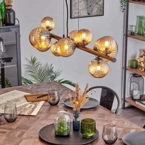 hofstein Chehalis Suspension, Boule lumineuse, Suspension Ambre, 10 lumières* Lampes Modernes