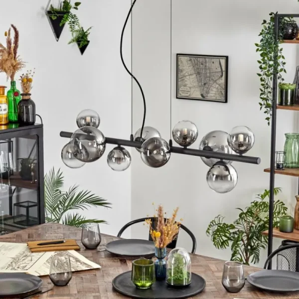 hofstein Chehalis Suspension, Boule lumineuse, Suspension Clair, Fumé, 10 lumières* Lampes Modernes