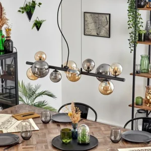 hofstein Chehalis Suspension, Boule lumineuse, Suspension Ambre, Fumé, 10 lumières* Lampes Modernes