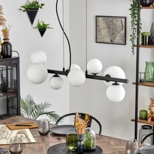hofstein Chehalis Suspension, Boule lumineuse, Suspension Blanc, 8 lumières* Lampes En Verre