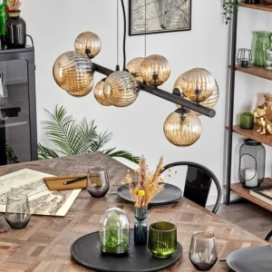 hofstein Chehalis Suspension, Boule lumineuse, Suspension Ambre, 10 lumières* Lampes Modernes