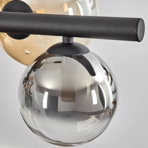 hofstein Chehalis Suspension, Boule lumineuse, Suspension Ambre, Clair, Fumé, 8 lumières* Lampes Modernes