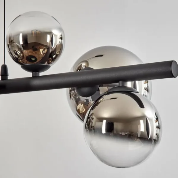 hofstein Chehalis Suspension, Boule lumineuse, Suspension Chrome, Clair, Fumé, 8 lumières* Lampes Modernes
