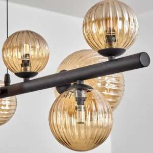 hofstein Chehalis Suspension, Boule lumineuse, Suspension Ambre, 10 lumières* Lampes Modernes