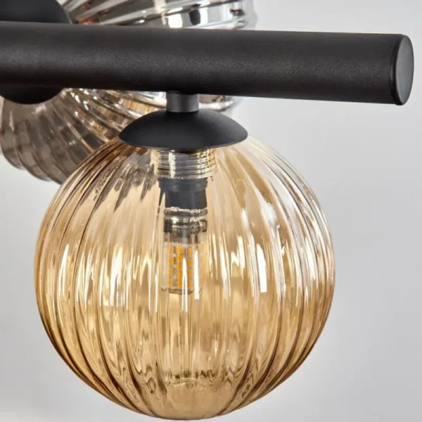 hofstein Chehalis Suspension, Boule lumineuse, Suspension Ambre, Fumé, 8 lumières* Lampes Modernes