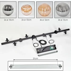 hofstein Chehalis Suspension, Boule lumineuse, Suspension Ambre, Fumé, 10 lumières* Lampes Modernes