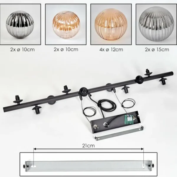 hofstein Chehalis Suspension, Boule lumineuse, Suspension Ambre, Fumé, 10 lumières* Lampes Modernes