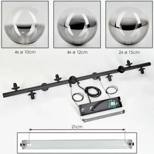 hofstein Chehalis Suspension, Boule lumineuse, Suspension Clair, Fumé, 10 lumières* Lampes Modernes