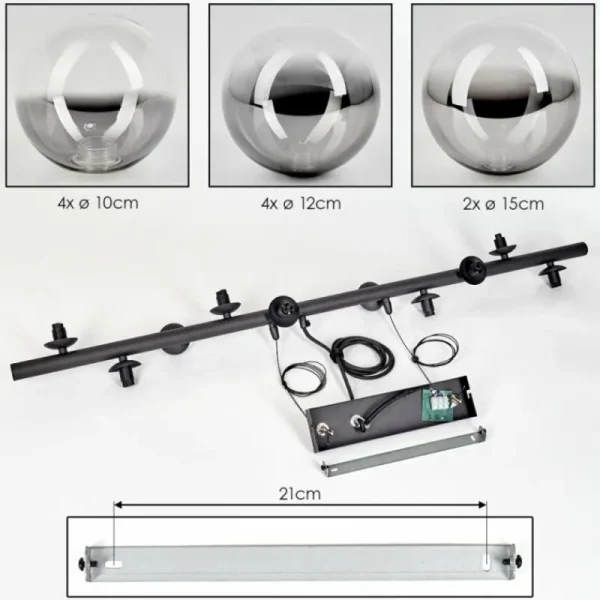 hofstein Chehalis Suspension, Boule lumineuse, Suspension Clair, Fumé, 10 lumières* Lampes Modernes