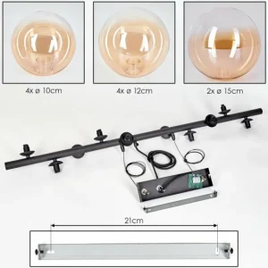hofstein Chehalis Suspension, Boule lumineuse, Suspension Ambre, Clair, 10 lumières* Lampes En Verre