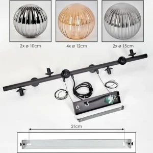 hofstein Chehalis Suspension, Boule lumineuse, Suspension Ambre, Fumé, 8 lumières* Lampes Modernes
