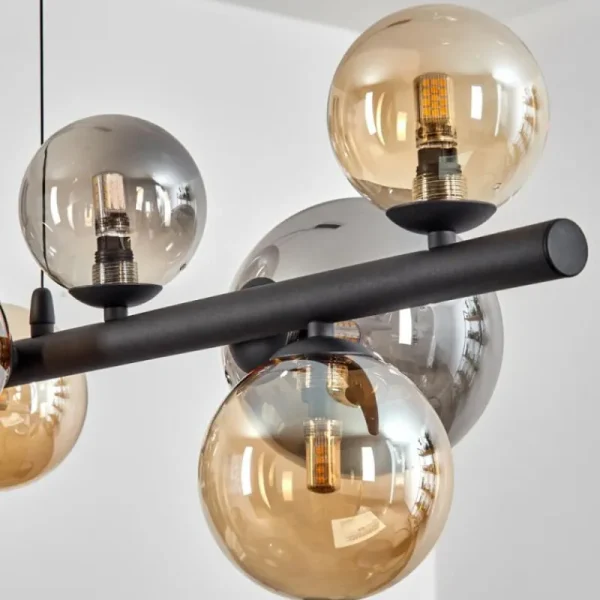hofstein Chehalis Suspension, Boule lumineuse, Suspension Ambre, Fumé, 10 lumières* Lampes Modernes