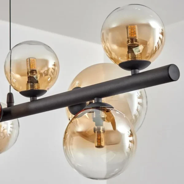 hofstein Chehalis Suspension, Boule lumineuse, Suspension Ambre, Clair, 10 lumières* Lampes En Verre