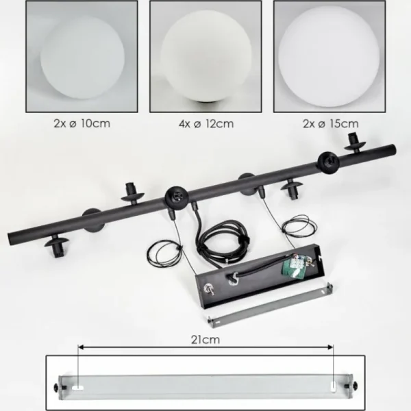 hofstein Chehalis Suspension, Boule lumineuse, Suspension Blanc, 8 lumières* Lampes En Verre