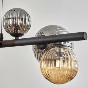 hofstein Chehalis Suspension, Boule lumineuse, Suspension Ambre, Fumé, 8 lumières* Lampes Modernes