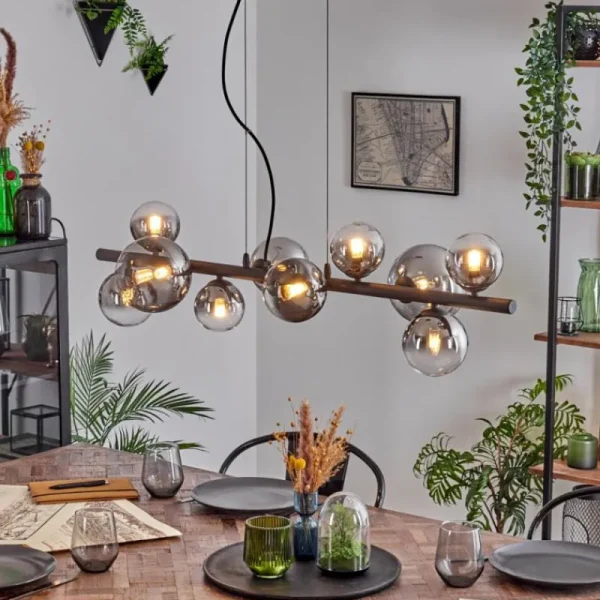 hofstein Chehalis Suspension, Boule lumineuse, Suspension Clair, Fumé, 10 lumières* Lampes Modernes