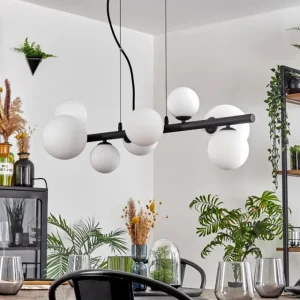 hofstein Chehalis Suspension, Boule lumineuse, Suspension Blanc, 8 lumières* Lampes En Verre