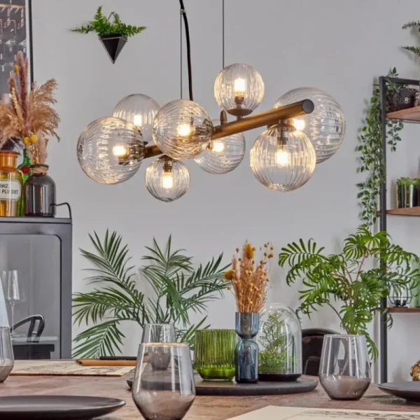 hofstein Chehalis Suspension, Boule lumineuse, Suspension Clair, 8 lumières* Lampes Modernes