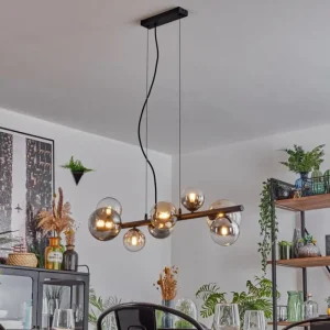 hofstein Chehalis Suspension, Boule lumineuse, Suspension Ambre, Clair, Fumé, 8 lumières* Lampes Modernes