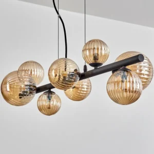 hofstein Chehalis Suspension, Boule lumineuse, Suspension Ambre, 8 lumières* Lampes Modernes