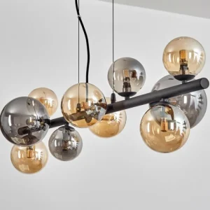 hofstein Chehalis Suspension, Boule lumineuse, Suspension Ambre, Fumé, 10 lumières* Lampes Modernes