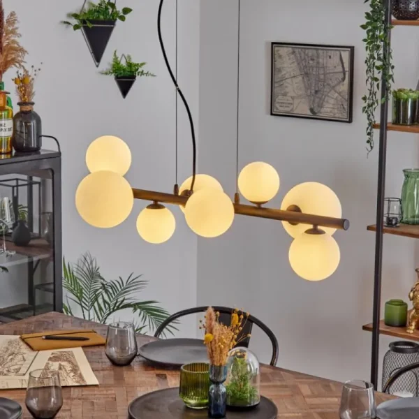 hofstein Chehalis Suspension, Boule lumineuse, Suspension Blanc, 8 lumières* Lampes En Verre