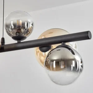 hofstein Chehalis Suspension, Boule lumineuse, Suspension Ambre, Clair, Fumé, 8 lumières* Lampes Modernes
