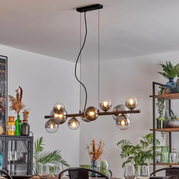 hofstein Chehalis Suspension, Boule lumineuse, Suspension Clair, Fumé, 10 lumières* Lampes Modernes