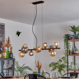 hofstein Chehalis Suspension, Boule lumineuse, Suspension Ambre, Fumé, 10 lumières* Lampes Modernes