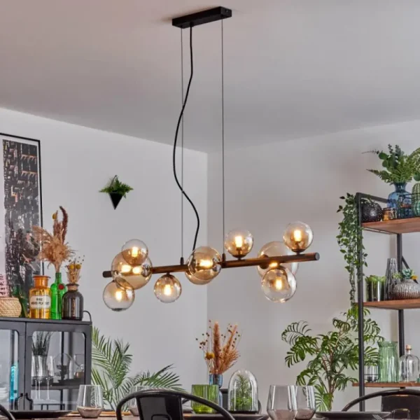 hofstein Chehalis Suspension, Boule lumineuse, Suspension Ambre, Clair, 10 lumières* Lampes En Verre