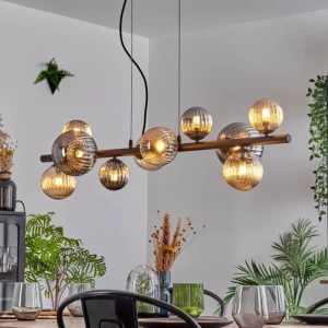hofstein Chehalis Suspension, Boule lumineuse, Suspension Ambre, Fumé, 10 lumières* Lampes Modernes