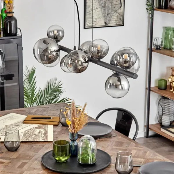 hofstein Chehalis Suspension, Boule lumineuse, Suspension Clair, Fumé, 10 lumières* Lampes Modernes