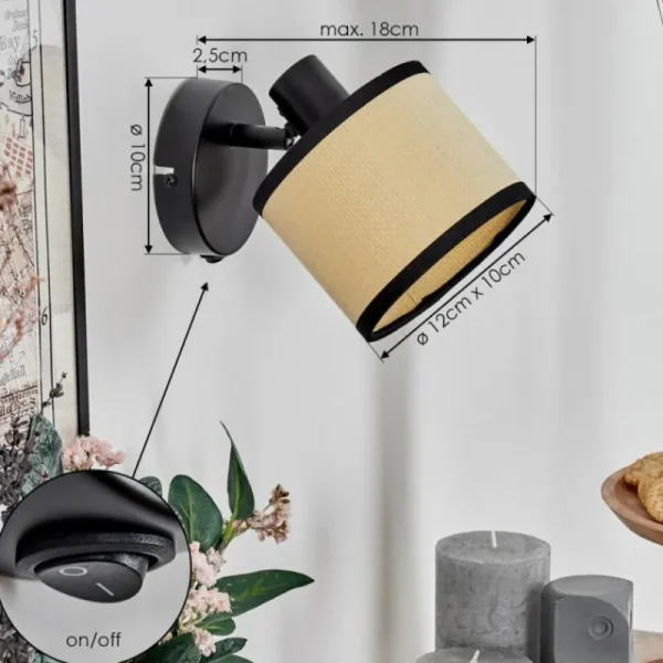hofstein Chellas Applique murale Noir, 1 lumière* Lampes Modernes