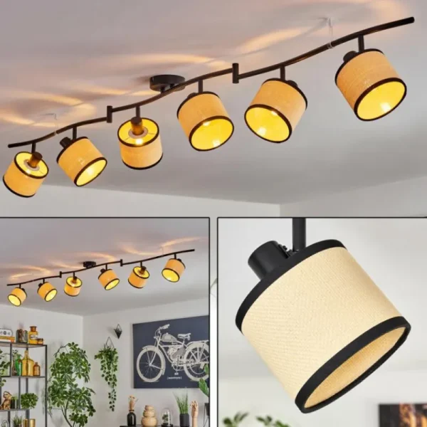 hofstein Chellas Plafonnier Noir, 6 lumières* Lampes Modernes