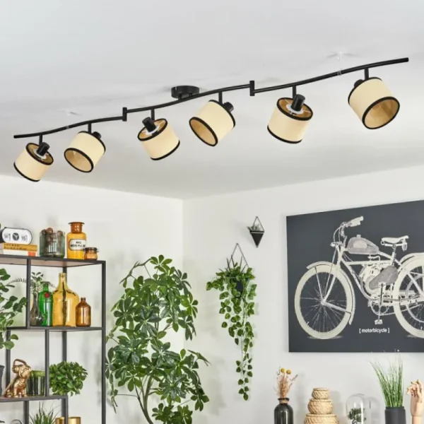 hofstein Chellas Plafonnier Noir, 6 lumières* Lampes Modernes