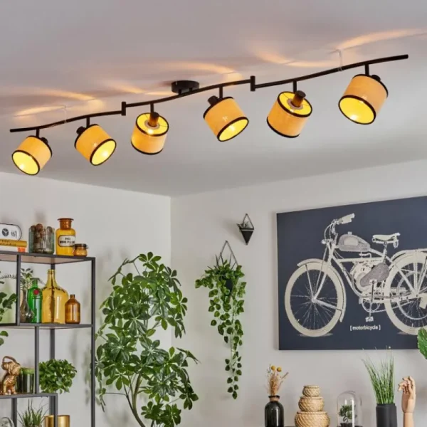 hofstein Chellas Plafonnier Noir, 6 lumières* Lampes Modernes