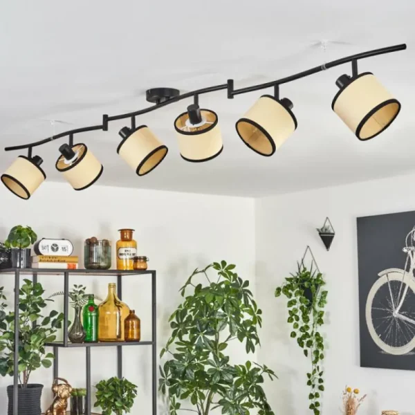 hofstein Chellas Plafonnier Noir, 6 lumières* Lampes Modernes