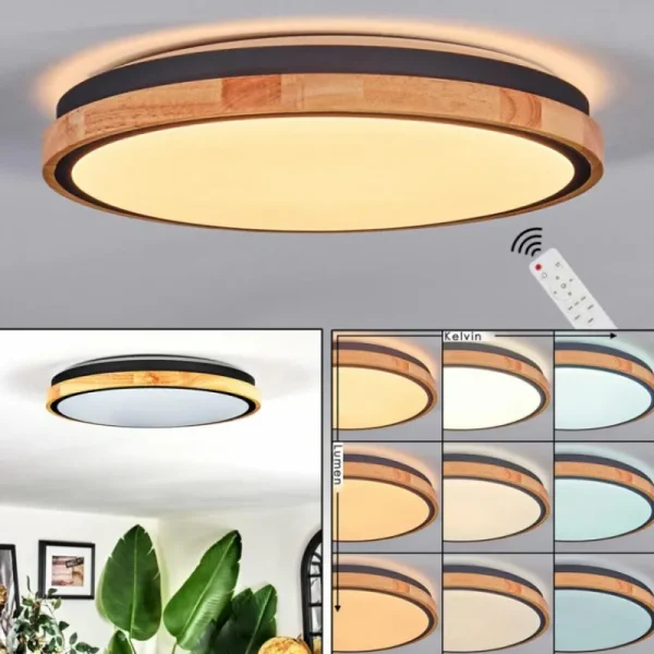 hofstein Coentral Plafonnier, Panel LED Blanc, 1 lumière, Télécommandes* Lampes Modernes